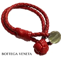 3278 BOTTEGA VENETA ボッテガ・ヴェネタ イントレチャート レザー ブレスレット レッドのサムネイル