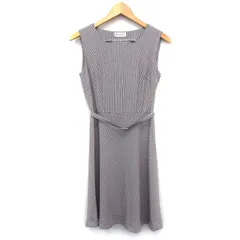 アリスバーリー Aylesbury ワンピース フレア 膝丈 ギンガムチェック 柄 ベルト ノースリーブ 丸首 9 ブラウン 茶 /HT11