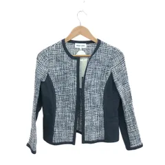 HANAE MORI ハナエモリ ノーカラージャケット サイズ:38 サマーツイード    ネイビー レディース / 240001193213