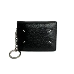 Maison Margiela(メゾンマルジェラ) カードケース美品  - S58UI0128 黒 キーリング付き レザー