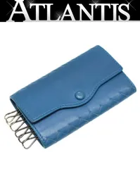 ボッテガ ヴェネタ BOTTEGA VENETA イントレチャート 6連キーケース レザー 青 【73917】