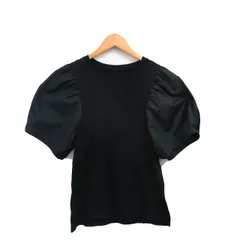 バーニーズニューヨーク BARNEYS NEW YORK カットソー Tシャツ 半袖 パフスリーブ コットン シンプル F ブラック 黒 /KT31のサムネイル