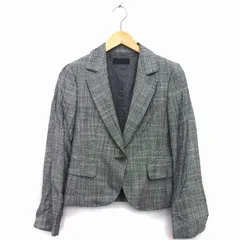 アイシービー iCB テーラード ジャケット シングル シルク混 総柄 4 グレー 灰 ブラック 黒 /HT13