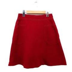 タラジャーモン  TARA JARMON フレア スカート ミニ 膝上 シンプル グログラン ウール 毛 36 レッド 深紅 /HT26のサムネイル