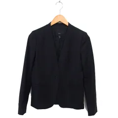 アイシービー iCB ノーカラー ジャケット アウター 総裏地 ウール スリット 7 黒 ブラック /NT29