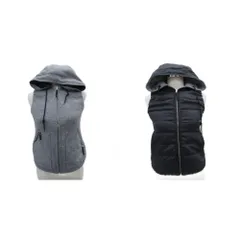 プラステ PLST ダウンベストジャケット リバーシブル ミドル丈 フード付き 0 グレー 灰色 黒 ブラック /SM22 ■GY61