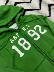 S アバクロンビー Spellout フードジップアップ/起毛/グリーン