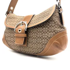【良品✨】COACH y2k Soho signature jacquard oneshoulderbag コーチ ソーホーシグネチャージャカードワンショルダーバッグ キャンバスレザー素材 ベージュ 男女兼用 ストラップ付き