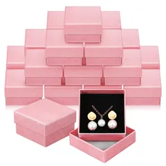 【特価商品】NUOLUX ギフトボックス 小 ジュエリーケース 24個セット リングボックス ピンク 5x5x3cm スポンジ入り 紙製 ラッピング 箱 指輪ケース 持ち運び アクセサリー 収納 業務用 フタ付き ピアス ネックレス イヤリング 貼り箱