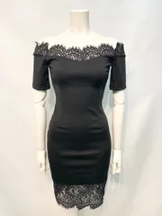 2421 キャバクラ　ドレス　オフショルダー　伸縮性　レース　タイト　ミニ　キャバドレス