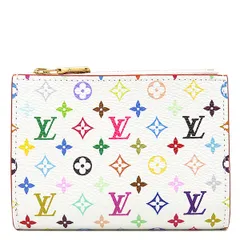 ルイヴィトン LOUIS VUITTON 二つ折り財布 ポルトフォイユ リサ モノグラムマルチカラー マルチカラー ゴールド金具 茶 ピンク コンパクト  M27736  RFID 【箱】【中古】