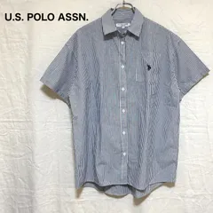 U.S. POLO ASSN ユーエスポロアッスン 半袖シャツ ストライプ 青 コットン ハーフスリーブシャツ 羽織り 重ね着