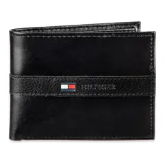 【新品】 Tommy Hilfiger トミーフィルフィガー 財布 メンズ Men's Leather Ranger Passcase Wallet (Black) 1