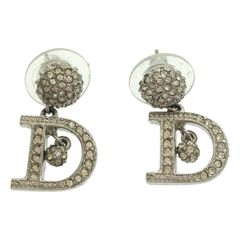美品】 Dior ディオール 揺れピアス ラインストーン Dロゴ シルバー