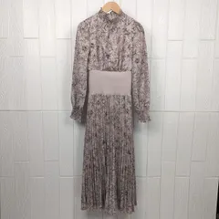 tocco closet　ウエストリブ切替　花柄プリーツワンピース　Mサイズ　ピンクベージュ