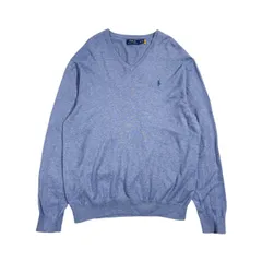 POLO RALPH LAUREN ポロ ラルフローレン Vネック コットン ニット セーター XL/ライトブルー系 メンズ