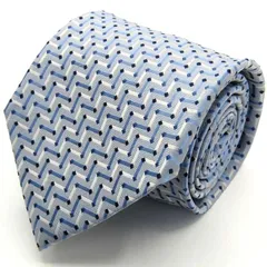 マリオヴァレンティノ ネクタイ ブランド 総柄 ジグザグ シルク PO メンズ 水色 MARIO VALENTINO 【中古】