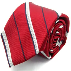 ジェイプレス ネクタイ ブランド ストライプ柄 シルク ハンドメイド 日本製 PO メンズ レッド J.PRESS 【中古】