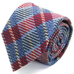 ビームス ネクタイ ブランド チェック柄 シルク ハンドメイド 日本製 インターナショナルギャラリー PO メンズ ブルー BEAMS 【中古】