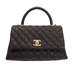 Th1009321 シャネル ココハンドル29 キャビアスキン ハンドバッグ 27番台 ゴールド金具 本革 ブラック CHANEL 中古