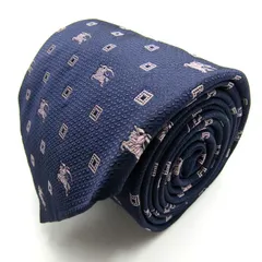 バーバリー ネクタイ ブランド 小紋柄 ホースロゴ シルク PO メンズ ネイビー BURBERRY 【中古】