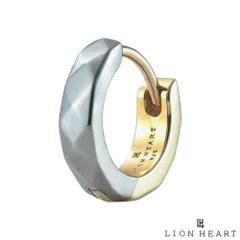 ライオンハート カッティング フープピアス シルバー925 ライトブラック×ゴールド 黒 片耳用 1点売り メンズ ブランド