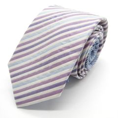 メイル&コー ブランド ネクタイ シルク ストライプ柄 コットン PO メンズ ホワイト MALE & Co 【中古】