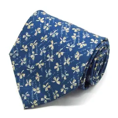 マリオヴァレンティノ ブランド ネクタイ シルク ボタニカル柄 花柄 総柄 PO メンズ ネイビー MARIO VALENTINO 【中古】