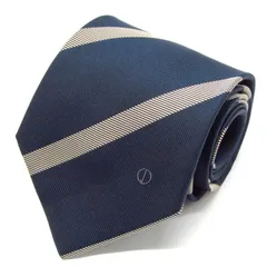 ダンヒル ブランド ネクタイ シルク ストライプ柄 PO メンズ ネイビー Dunhill 【中古】