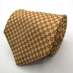 マリオヴァレンティノ ネクタイ ブランド 総柄 チェッカー柄 シルク PO メンズ オレンジ×ベージュ MARIO VALENTINO 【中古】