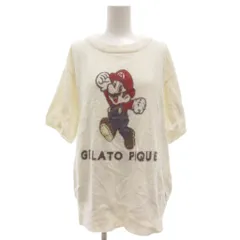 ジェラートピケ gelato pique × スーパーマリオ SUPER MARIO マリオプルオーバー ルームウエア Tシャツ カットソー 半袖 L 白 ホワイト /GV ■GY06■GY06