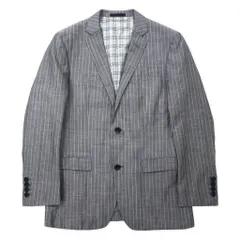 BURBERRY BLACK LABEL 2B テーラードジャケット S グレー ストライプ  ウール リネン混 裏地ノバチェック D1E22-383-06