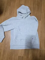 チャンピオン リバースウィーブ ブルーテック グレー フードTシャツ L