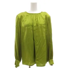 イヴサンローラン YVES SAINT LAURENT ヴィンテージ ブラウス 長袖 絹 シルク 7A3 緑 グリーン /GV ■GY11