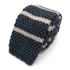 オリヒカ ブランド ネクタイ コットン ニットタイ ボーダー柄 PO メンズ ネイビー ORIHICA 【中古】