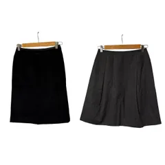  まとめ売り ❶クレージュ courreges ウール スカート グレー 38 レディース ロゴ刺繍 イトキン ❷クレージュ courreges タイトスカート 黒 レディース パイピング切替 ウール【RE361】