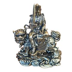 文殊菩薩騎獅像 智慧 学業成就 真鍮 仏像 ミニ 開運 厄除け - メルカリ