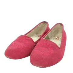 アグ オーストラリア UGG australia W ALLOWAY フラットシューズ パンプス スエード 内側ファー 刺繍 ロゴ 22cm 赤 レッド 1001632 /MN10 ■GY11