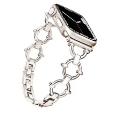 【46mm 45mm 44mm 42mm(Series 3 2 1) 】Applewatch コンパチブル アップルウォッチバンド リング型 金属製 女性用Apple watch バンド 金属チェーンベルト（スターライト）