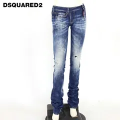 ディースクエアード DSQUARED2 レディース ローライズジーンズ デザインダメージウオッシュデニム　ボタンフライ ブルー系  （サイズ/36）ds0072