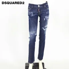 ディースクエアード DSQUARED2 レディース ローライズジーンズ デザインダメージウオッシュデニム　ボタンフライ ブルー系  （サイズ/38）ds0073