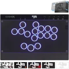 Haute42 レバーレス アケコン レバーレスコントローラー C16ブラック 自由度と性能を両立 磁石式着脱 膝置き可 ライトロック＆大会試合ロック PC Switch2 Switch PS4 PS3など対応 静音強化 絶妙押し心地 無遅延 スリム薄型 広e