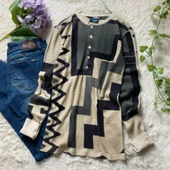 ラルフローレン ワッフル素材 ヘンリーネックカットソー プルオーバー 幾何学模様 コットン 綿 レディース Sサイズ