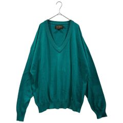 Eddie Bauer(エディーバウアー) 80's~90's UK made V-neck cotton knit Vネック コットン ニット XL グリーン 80年代~90年代 ヴィンテージ UNITED KINGDOM
