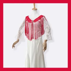 amiami_medialuna＊赤ショール／フラメンコ・ダンス・ベリーダンス・舞台衣装小物・ピキージョ・シージョ