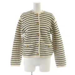 ミラオーウェン Mila Owen 金釦ショート丈ニットカーデ カーディガン ボーダー 金ボタン 0 黒 ブラック アイボリー 09WND231010 /KW ■GY03