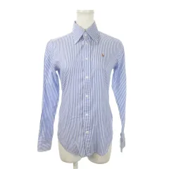 ラルフローレン RALPH LAUREN シャツ 0 Super Slim Fit 青 ブルー 白 ホワイト ストライプ柄 ボタンダウンカラー 長袖 0956009LALES /MN6 ■GY18