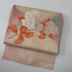 夏帯 未使用 名古屋帯 あじさい 絽 淡いピンク 正絹 n101 - メルカリ