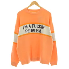 サノバチーズ SON OF THE CHEESE IM FUCKING PROBLEM CREW KNIT ニット セーター 長袖 クルーネック ロゴ L オレンジ SC2320-KN11 /KUのサムネイル