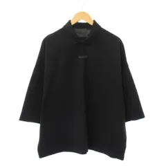 エフオージー エッセンシャルズ FOG ESSENTIALS ポロシャツ 五分袖 レギュラーカラー ハーフボタン ストレッチ ワンカラー M 黒 ブラック /BBのサムネイル